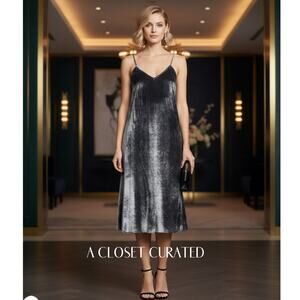 ATM Anthony Thomas Melillo Drapey Velvet Slip Dress NEW XS Gray